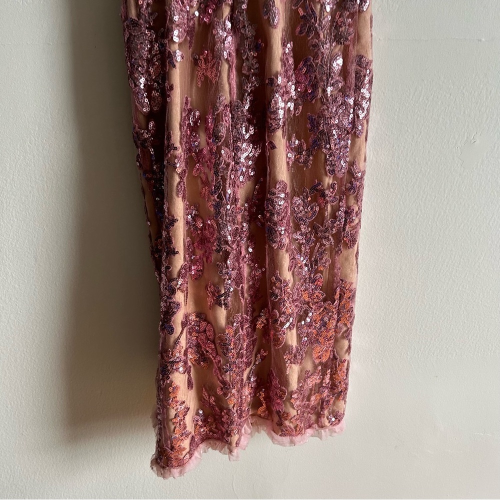 NWT NBD Revolve  Sz XXS Dragonfly Pink Sequin Ruffle Midi Dress - Picture 6 of 13